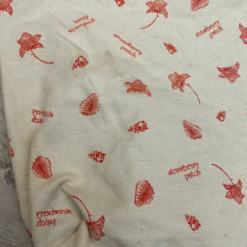 Birds n Bees Cream & Red Strawberry Patch Print Open Canvas Tote Multiple
