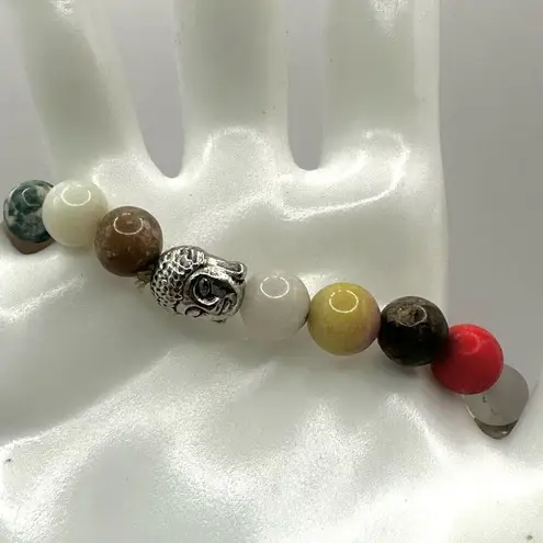 Buddha bead natural stones stretchy bracelet