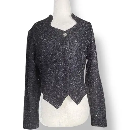 Vintage 90s Roughrider Black Metallic Cropped Jacket Western Evening Formal Size M