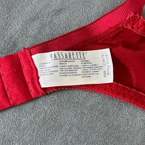 Vassarette Vintage  Bra Size 34C Second Skin Satin Red Lace Underwire 75-014