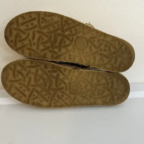 Sakroots Slide Cork Crochet Metallic Tan Thread Buckle Mandy Sandals Size 8