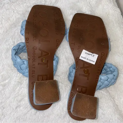 Chocolat Blu Boutique Brand Blue Braided Strap Block Heel Sandal