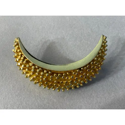 Vintage Crescent Moon Brooch Gold Tone Celestial Hippie Whimsygoth