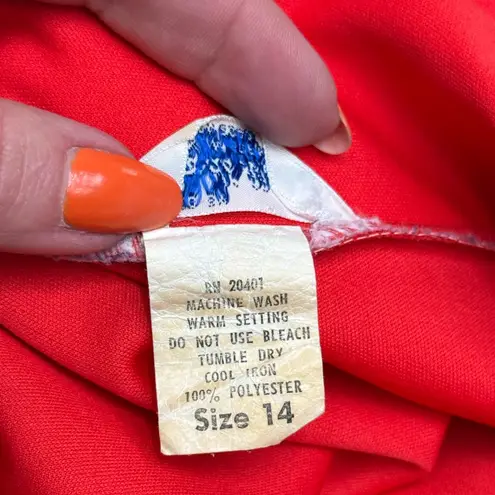 Vintage 70s Mardi Modes Red Dagger Collared Long Sleeve Blouse S/M Fit Disco Size M