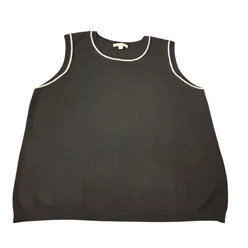 Evolution by Cyrus Black Sleeveless Sweater Top with White Trim Size L Size L