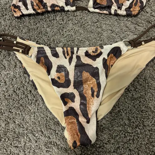 Aquamarine Y2K Leopard Bikini Set Brown Size L