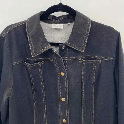 Zenergy by Chico's Denim Minimalist Jacket Womens XL Dark Blue Stretch Snap
