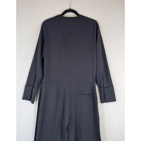COS Womens Jumpsuit Black Wool Wrap V Neck Long Sleeve Straight Tailored Size 6