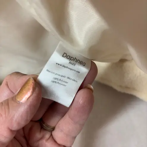 Daphnea Paris Cream Teddy Fleece Sherpa Trucker Jacket Size S