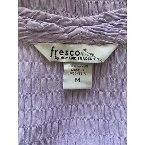 Fresco by Nomadic Traders Lavender Mother of Pearl Buttons Top Blouse Sz M Purple Size M - Image 6
