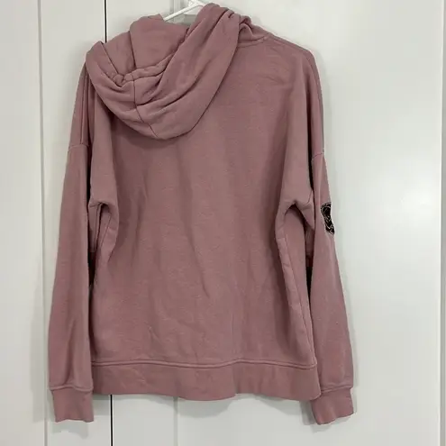 Empyre Small Mauve Pink Rose Embroidered Too Bad Hoodie Sweatshirt with Pocket