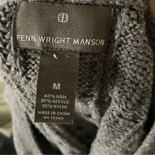 Fenn Wright Manson Wool Blend Taupe Brown Chunky Cable Knit Sweater Dress