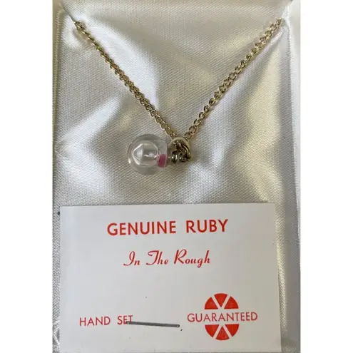 Vintage Women's 16" Gold Tone Chain with Charm Genuine Ruby Hand Set SKU 3786