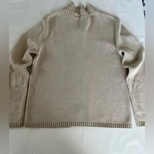 Karen Scott Full Zip Sweater Women’s Size Medium Petites Beige Tan 100% Cotton