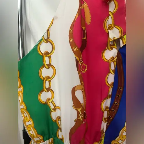 Love by Design Love X Design Beach House Sleeveless Dress Size 2X Chain Print Halter Maxi NWT