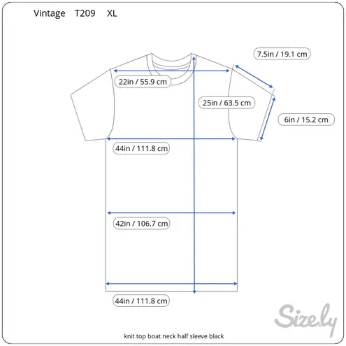 knit top boat neck half sleeve black Size XL