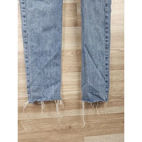 RE/DONE Originals High Rise Ankle Crop Stretch Buttonfly Raw Hem Jeans Womens 27