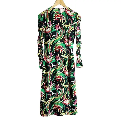 La DoubleJ Tinder Multicolor Floral Print Long Sleeve Midi Dress Size Black Size XS