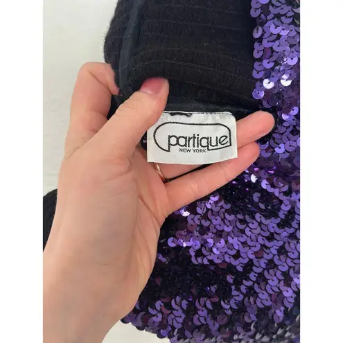Vintage Small Partique Disco All over Sequin Purple Tank Top Party Club ILGQU