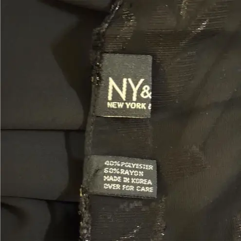New York And Company Y2K Black Flocked Velvet Roses Metallic Sheer Scarf Wrap