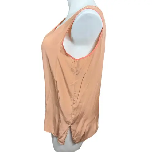 Vintage Bob Mackie Silk Tank Top & Button Down Set XL Peach Bamboo 100% Silk White
