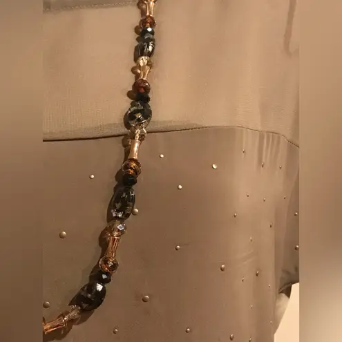 RW and Co. Blouse Olive Green Gold Studs in front. Light Material. Size L