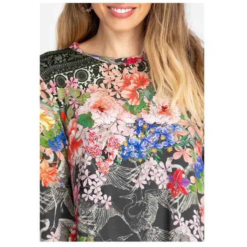 Johnny Was Lindana Favorite Long Sleeve Shirt Medium Multicolor Stretch Floral