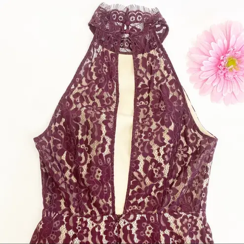 Keepsake The Label One Night Lace Dress: Fig (Wine/Burgundy)