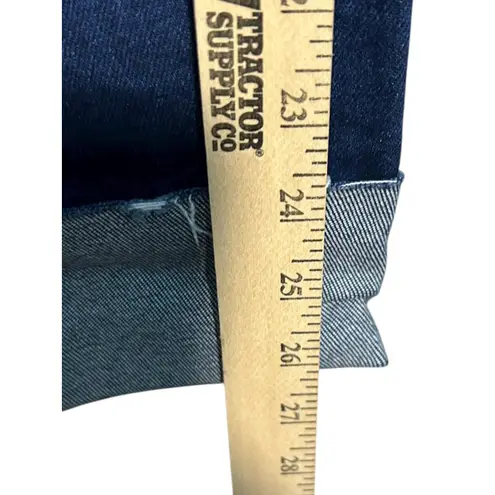 Kancan Size 13/30 High Rise Cuffed Ankle Skinny Distressed Dark Wash Denim Jeans Blue