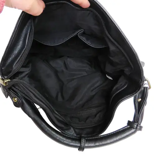Y2k Black Faux Leather Zipper Shoulder Bag with Zippers Bikercore Retro