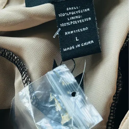 Oliver.O Black and Pink Ruffled Bib Collar Blouse Large black and cream new