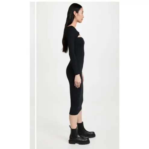 SER.O.YA Irene Black Off Shoulder Cut Out Bodycon Midi Dress Small Emo Goth