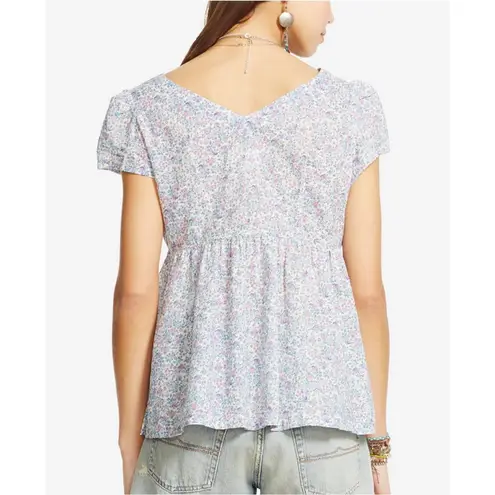 Denim & Supply Ralph Lauren Womens XL Blue Floral Voile Button-Front Top Cottage