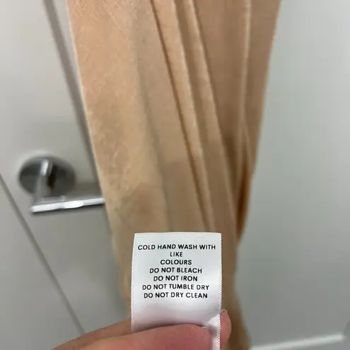 New Misha Size 12 Rose Gold Dune One Shoulder Ruched Midi Dress