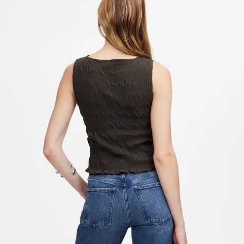 Madewell  Smocked Boatneck Tank in Soft Charcoal, Size X-Small