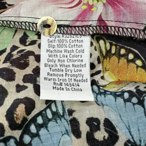 Johnny Was NWOT Sandra Seaside Dress M Floral Butterfly Leopard Boho Pockets
