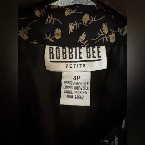 Robbie Bee VTG Y2K Woman Silk Dress Floral Print Button Front Midi Size 4P