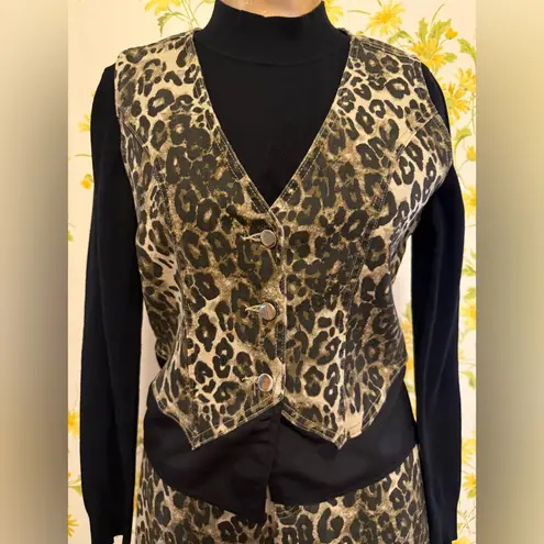 Chic Leopard Print denim waistcoat