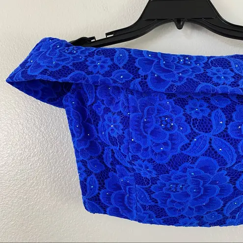 La Femme  Off The Shoulder Top Electric Blue 2