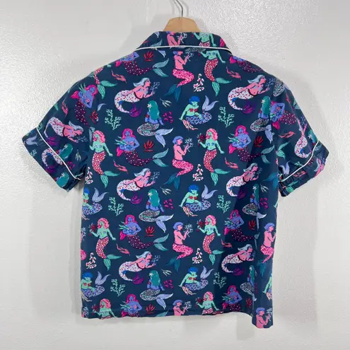 Printfresh Womens Mermaid Organic Cotton Pajama Top Small Short Sleeve Sleep