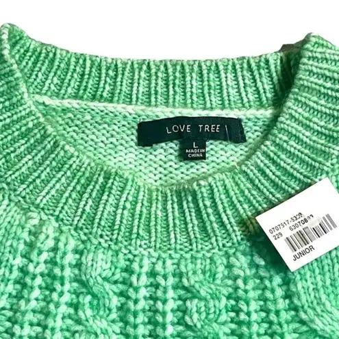 Love Tree  Pistachio Ombre Oversized‎ Cropped Cable Knit Sweater Juniors Large