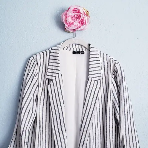 Anthropologie Versona Linen Blend Striped Casual Bellsleeve Blazer