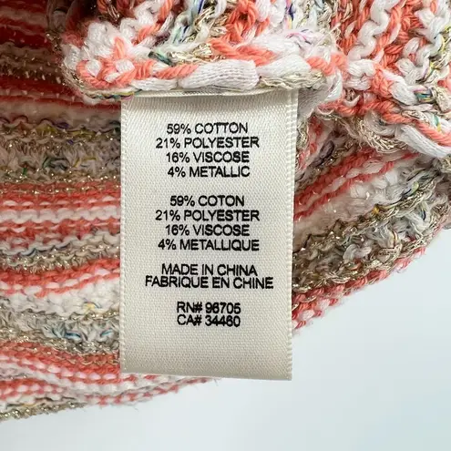 Rebecca Taylor Women multi-color gold shimmer stripe short sleeve knit top small