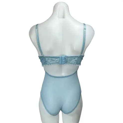 Kat The Label Blue Lace Floral Sleeveless Cami Camisole Tank Teddy Bodysuit M Size M