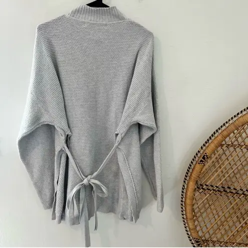 Free People beach light gray byron cotton oversized tie back sweater size medium