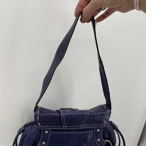 Hype Blue/Purple Leather Buckle Shoulder Bag Y2k Style Blue