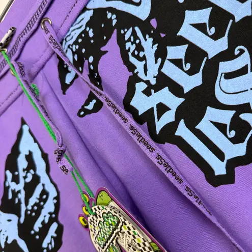 Seedless Clothing Sweatpants Womens Small Purple Floral Lounge Y2K Crop 15" NWT