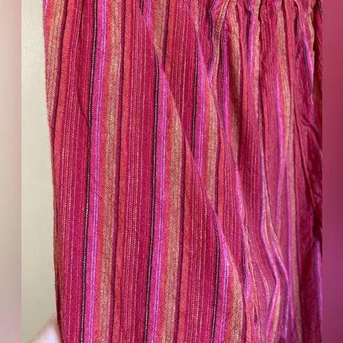 Drew 🌞Anthro Emerson Red Striped Linen Blend Strapless Split Leg Jumpsuit