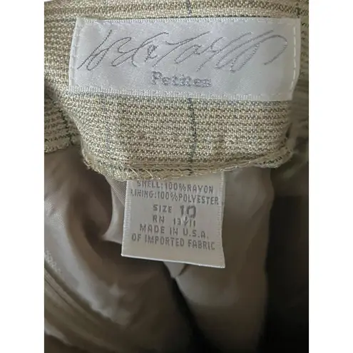 Vintage Lord & Taylor Petites Women'sā Plaid Short Sleeve Skirt Suit Size 10 Tan