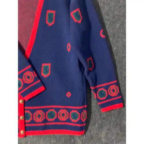 Pendleton Cardigan Sweater Size Large VINTAGE Navy & Red Button Down Rare Find